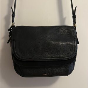 Fossil Black Leather Crossbody Bag